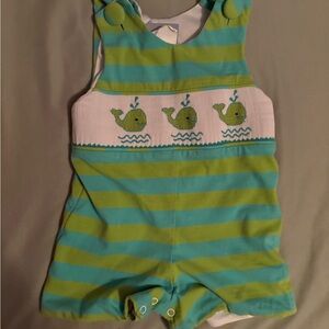 Three Sisters Striped Whale Romper 3M